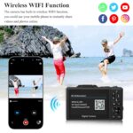 Digital Camera for Photography, WiFi 64MP 4K Vlogging Camera for YouTube, 3" 180° Flip Screen 18X Digital Zoom Compact Vlog Travel Cameras with 32GB TF Card & 2 Batteries, Black - Image 3
