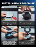 360° Magnetic Car Mobile Holder for Dashboard Vacuum Suction Phone Holder Mount Hand Free Magnetic Cell Phone Stand with Strong Grip Shockproof Suction Cup for Car Gym Office Table - Black - Image 4
