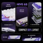 Kreo Hive 65 RGB Anti-ghosting Gaming Keyboard | Wired Mechanical Keyboard with RGB Backlight | 5 Pin Hot-Swap | Detachable USB C Cable (White) - Image 3