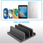 TARKAN Vertical Laptop Holder | 2-Slot Desk Space Saving Organizer Stand Fits All Laptop Sizes (ABS, Black) - Image 4