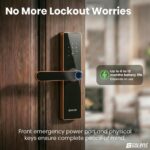 Golens X3N Bronze Smart Door Lock | WiFi + Bluetooth, 8-in-1 Unlocking (Fingerprint, PIN, RFID, OTP, App, Mechanical Key) | Biometric Digital Lock for Main Door - Image 4