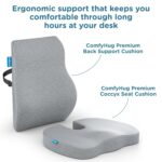 Coccyx Seat Cushion & Back Support Cushion for Office Chair Combo – Memory Foam Chair Pad & Lumbar Support for Tailbone, Sciatica & Back Pain Relief, Office, Car & Home Use (Grey) - Image 3