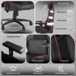 Legion X 2026 Edition | Ergonomic Gaming & Office Chair | PU Vegan Leather & Breathable Spandex Fabric | Magnetic Headrest, Memory Foam Lumbar Pillow | 4D Adjustable Armrestss (Red) - Image 4