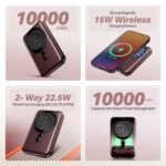Boat EnergyShroom PB331 (Magsafe) 10000mAh Magnetic Wireless Powerbank, 15W Wireless & 22.5W Wired Charging for (iPhone 16, 15, 14, 13 & 12, Android & Other Qi Enabled Devices) (Wine Red) - Image 3