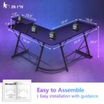 Mr IRONSTONE L Shaped Laminated Engineered Wood Finish Desk, Computer Corner Desk, Home Gaming Desk, Office Writing Workstation with Large Monitor Stand, Space-Saving, Easy to Assemble, Black - Image 4