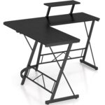 Mr IRONSTONE L Shaped Laminated Engineered Wood Finish Desk, Computer Corner Desk, Home Gaming Desk, Office Writing Workstation with Large Monitor Stand, Space-Saving, Easy to Assemble, Black - Image 5
