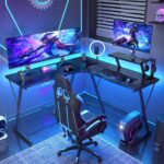 Mr IRONSTONE L Shaped Laminated Engineered Wood Finish Desk, Computer Corner Desk, Home Gaming Desk, Office Writing Workstation with Large Monitor Stand, Space-Saving, Easy to Assemble, Black - Image 6