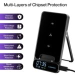Ambrane 15W Wireless Charger with Stand | Fast Charging Pad with Digital Display & Alarm for iPhone 14/13/12, Galaxy S23/S22/S21, AirPods with Attached Cable, Phone Holder (Powerpod Pro, Black) - Image 4