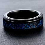 Intelligent Smart Body Temperature Monitor Stainless Steel Ring for Girl and Boy Stainless Steel Titanium Plated Ring (Black Blue, 18) - Image 5