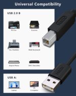FEDUS 1.5 Meter USB Printer Cable, USB A to Male To USB B 2.0 Cable Cord Compatible with Printers, Scanner For Brother Dell, HP, Epson, Canon, Lexmark, Xerox, Samsung, Epson-4.92 FEET - Image 3