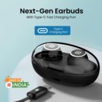 Portronics Harmonics Twins S13 in Ear True Wireless Earbuds with Mic, 24H Playtime, Game/Music Mode, Touch Control, 8mm Driver, Bluetooth 5.3v,IPX5 Water Resistance, Type C Fast Charging(Black) - Image 5