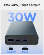 Spigen Power Bank 20000mAh Fast Charging, PD3.0 30W Fast Charging, 3Ports(1USB-A,2USB-C), Durable Alloy Material - Navy Blue - Image 3