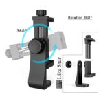 360° Degree Mobile Phone Holder with Universal 1/4 Screw Adjustable Clamp Mobile Tripod Mount Adapter Compatible with Smartphones & TripodsnSelfie Stick (Black) - Image 3