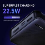 20000mAh High-Capacity Power Bank | 22.5W Fast Power Delivery Charging | Type C Input with Micro USB | Triple Output - 2 x USB A, 1 x USB C (Pack of 1, Black, 20,000 mAh Capacity) - Image 3