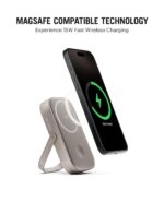 DailyObjects Loop Qi2 Certified 10000 Mah Mag-Safe Compatible Aluminium Wireless Power Bank|Fast Charging| Compatible with Samsung/OnePlus/iPhone 12/13/14/15/16/Pro Max | Pocket Size - Titanium - Image 3