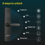 Mygate Smart Door Lock Plus (2026 Model) with 6-Way Unlock | Fingerprint, PIN, Mobile App, RFID Card, Manual Keys | Remote Unlocking via OTP | for Main Wooden Doors |3-Year Warranty by Mygate - Image 4