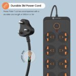 Portronics Power Plate 7 with 6 USB Port + 8 Power Sockets Power Strip Extension Board with 2500W, 3Mtr Cord Length, 2.1A USB Output(Black), 250 Volts - Image 3