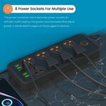 Portronics Power Plate 7 with 6 USB Port + 8 Power Sockets Power Strip Extension Board with 2500W, 3Mtr Cord Length, 2.1A USB Output(Black), 250 Volts - Image 4