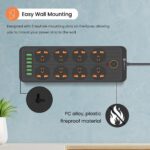 Portronics Power Plate 7 with 6 USB Port + 8 Power Sockets Power Strip Extension Board with 2500W, 3Mtr Cord Length, 2.1A USB Output(Black), 250 Volts - Image 5