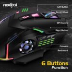 FRONTECH Wired Gaming Mouse, 6 Key RGB Backlit Effect| 7 LED Lighting| USB Plug & Play| 3600 DPI| for PC/Desktop/Mac/Laptop, 1-Year Warranty (MS-0050, Black) - Image 3