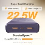 Ambrane 27000mAh Powerbank, 22.5W Fast Charging, Triple Output (2 USB & 1 Type C), PD, Quick Charge for iPhone, Android & Other Devices, Made in India + Type C Cable (Stylo Pro 27K, Deep Purple) - Image 3