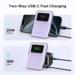 UGREEN Uno Power Bank 5000mAh Magnetic Wireless, 20W Fast Charging Portable Charger with Foldable Stand, TFT Display Compatible with iPhone 15/15 Plus/15 Pro/15 Pro Max/14/13/12 Series, Purple - Image 4
