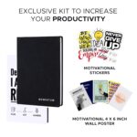 2026 Undated A5 Productivity Journal | 192 Pages – Daily, Weekly & Monthly Planner Kit with Motivational Stickers & Postcards, Black, for Office & Students - Image 3