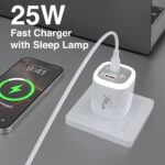 25W Fast Charger | USB C PD Wall Adapter + QC 3.0 USB A | Adjustable Night Light with Dual Port Charging | Compatible with iPhone 17,16/15/14/13, Samsung Galaxy S25/S24/S23, OnePlus, Xiaomi & Android - Image 3