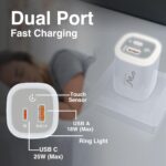25W Fast Charger | USB C PD Wall Adapter + QC 3.0 USB A | Adjustable Night Light with Dual Port Charging | Compatible with iPhone 17,16/15/14/13, Samsung Galaxy S25/S24/S23, OnePlus, Xiaomi & Android - Image 4