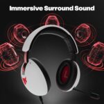 EvoFox Hyperion Gaming Headphones with Mic - White, 50mm Drivers, Immersive Surround Sound, Retractable Mic, Wired (3.5mm + Type-C), Inline Controls, Durable Build with Over Ear Swappable Ear Pads - Image 3
