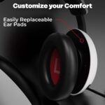 EvoFox Hyperion Gaming Headphones with Mic - White, 50mm Drivers, Immersive Surround Sound, Retractable Mic, Wired (3.5mm + Type-C), Inline Controls, Durable Build with Over Ear Swappable Ear Pads - Image 5