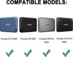 M.G.R.J® Portable Carrying Case Cover for Crucial X9 / X9 Pro / X10 / X10 Pro SSD 1TB 2TB 4TB 6TB 8TB USB 3.2 Portable External SSD Shockproof Water Repellent Storage Travel Bag (Hard|EVA|Black) - Image 3