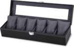 ZENWOOD Men Women 6 Slots Watch case organizer Leatherette Gift Black Color Watch case (Black, Grey, Holds 6 Watches) - Image 3