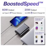 Ambrane 60W Fast Charging Powerbank for MacBook, Type C Laptop & Mobile Charging, Lithium Ion Battery, Metallic Body, Triple Output, Power Delivery & Quick Charge (Powerlit Boost, Black) - Image 3