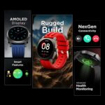 Pebble Endure 2 1.43” AMOLED Smartwatch with Always-On Display | Rotating Crown | BT Calling | Health Suite | Premium Rugged Build | Multiple Sports Modes| DIY Watch Faces | Step Tracker (Black) - Image 3