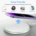 GIANAC 15W Fast Wireless Charger Pad,Wireless Phone Charging Station Compatible with iPhone 17/16/15/14/13/12/11/SE/X/Air-Pods,Fast Charge for Samsung Galaxy S23/S22/S21/S20/Note 20/Buds/Buds (White) - Image 5