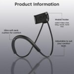 Sounce Lazy Neck Phone Holder Neck Hanging Mobile Cell Phone Stand 360 Rotating Flexible Long Arms Stand Clip Holder Compatibl with 4-7 Inches Smatphones - Black - Image 3