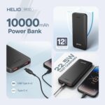 Geonix Helio R100 10000 mAh 22.5W Fast Charging Power Bank, Ultra Slim Power Bank with USB-A Output, Type C PD Output, Type C Input, Wake Up Button, 1 Year Warranty, Black - Image 3