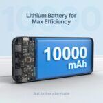 Geonix Helio R100 10000 mAh 22.5W Fast Charging Power Bank, Ultra Slim Power Bank with USB-A Output, Type C PD Output, Type C Input, Wake Up Button, 1 Year Warranty, Black - Image 5