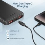 Geonix Helio R100 10000 mAh 22.5W Fast Charging Power Bank, Ultra Slim Power Bank with USB-A Output, Type C PD Output, Type C Input, Wake Up Button, 1 Year Warranty, Black - Image 6