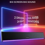E GATE C222 | 24W Soundbar Bluetooth Speaker, Dual Drivers + Dual Passive Radiators for 2X Bass, Ambient RGB Light, Upto 24 Hrs Play Back from 3600 mAh Battery, TWS, AUX, USB, mSD and FM - Image 4