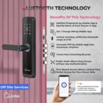 LAVNA Digital Smart Door Lock | 6 Way Unlock | Fingerprint, Mobile App, OTP, PIN, RFID Card and Manual Key Access with 5 Bolts for Wooden Doors (LA8) (Bluetooth) - Image 3