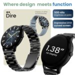 GOBOULT Newly Launched Dire Smartwatch 1.38'' 2.5D Curved HD Display, 500 Nits Brightness, IP67, 250+ Watchfaces, 120+ Sports Modes, AI Voice Assistant, SpO2 Monitoring (Metal Black) - Image 5