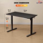Lukzer Electric Automatic Height Adjustable Sit Stand Desk | Black Frame Black Top | Ergonomic Study Table with Digital Display & Memory Preset Option for Home & Office (EST-003/70 x 110 x 60cm) - Image 3