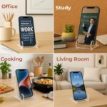 Leo Universal Acrylic Mobile Phone Stand | Transparent Desk Holder for Smartphone & Small Tablet | Clear Display Stand for Office, Home, Study Table – Durable & Stylish Desktop Accessory - Image 4