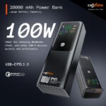 CALLMATE Vanguard 100W Fast Charging 20000mAh Power Bank for MacBook, Type C Laptop & Mobile Charging (2X USB-C PD3.0, 1x USB-A QC) Power Delivery & Quick Charge (Black, Lithium Ion) - Image 3
