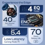 New GOBOULT X Mustang Q Over Ear Bluetooth Headphones 70H Playtime, 40mm Bass Drivers, Zen ENC Mic, Type-C Fast Charging, 4 EQ Mode, Bluetooth 5.4, AUX Option, IPX5 Wireless Headphones - Image 4