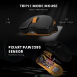 Cosmic Byte Velox 39g Ultra-Light Tri-Mode Gaming Mouse | PixArt PAW3395 Sensor | 26,000 DPI | 650 IPS | 50G Acceleration | Paracord Cable | PTFE Feet | 1000Hz Polling | 230mAh Battery (Black) - Image 3