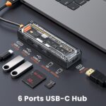 Portronics MPort View Two 6-in-1 USB Type-C Hub Dock,100 W Type-C PD&Data, USB 3.0 SuperSpeed, USB 2.0,SD and Micro SD, 4K HDMI,Transparent Case for Laptop, PC & More(Black) - Image 3