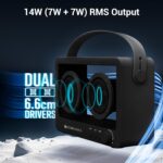 ZEBRONICS Sound Feast 75, Portable Bluetooth Speaker, 14 Watts, 10 Hours Playback, Transparent Body, Dual 6.6 cm Drivers, Carry Strap, Bluetooth v5.3 | TWS | mSD | AUX (Black) - Image 3